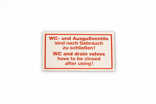 Aufkleber "WC- und Ausgussventile.."