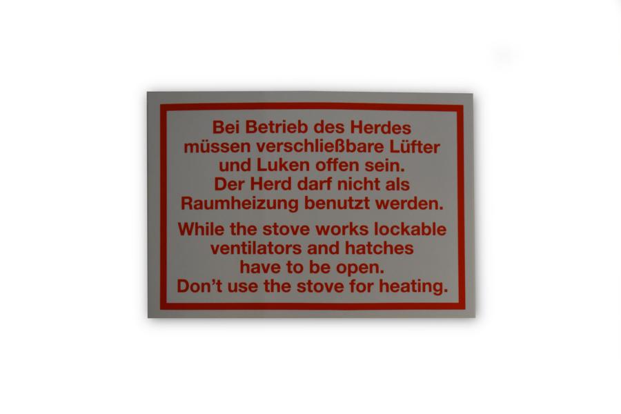 Aufkleber "Bei Herdbetrieb .."