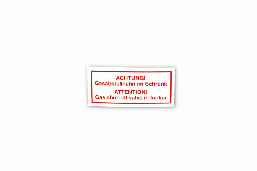 Aufkleber "Achtung-Gasabstellhahn im Schrank"
