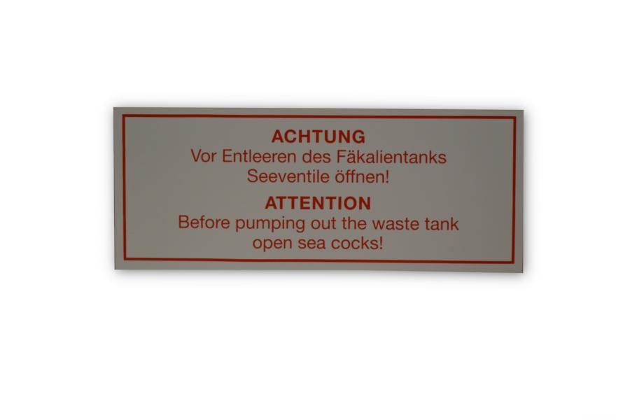 Aufkleber "ACHTUNG Vor Entleeren des Fäkalienta.."
